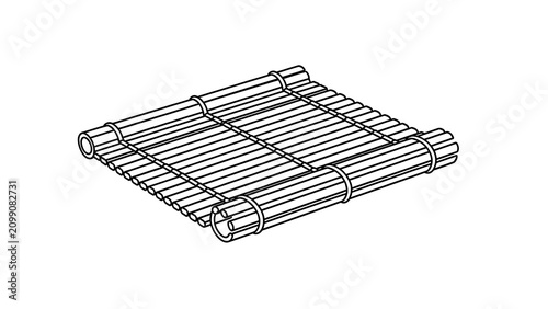 Bamboo mat illustration on white background.