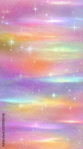 Sparkling Pastel Sky with Glitter and Stars Dreamy Background