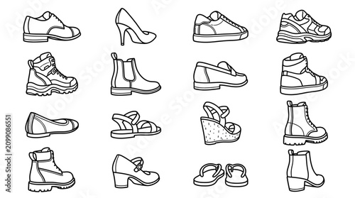 Quadro su tela Collection of various footwear styles.
