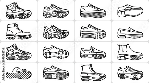 Quadro su tela Collection of various sneaker shoe designs.