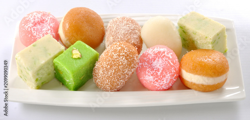 Obraz na plátne Mix Mithai or Mix Sweets, a group of delicious Pakistani, Indian & Bangla sweets