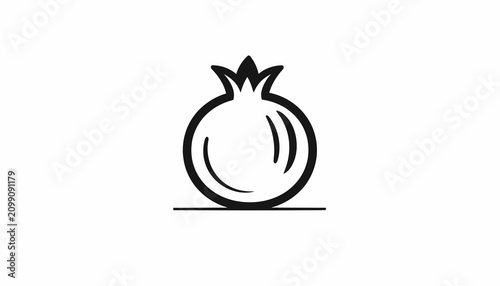 Cuadro en lienzo Pomegranate fruit icon simple line drawing.