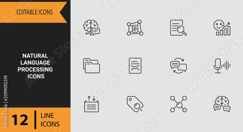 Tableau sur toile Natural Language Processing Icons: Smart Natural Language Processing Outline Ico