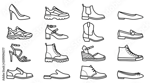 Collection of various stylish footwear designs.