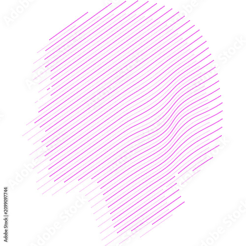 vector illustration of a human head profile formed by pink parallel wavy lines, symbolizing artificial intelligence technology, mental health psychology, and neurological data visualization.