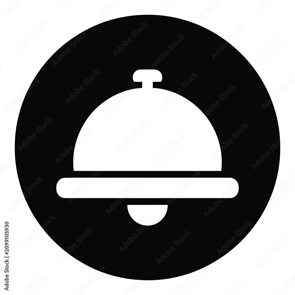 Fototapeta premium Food serving dish icon in a circle symbol restaurant and food service sign icon