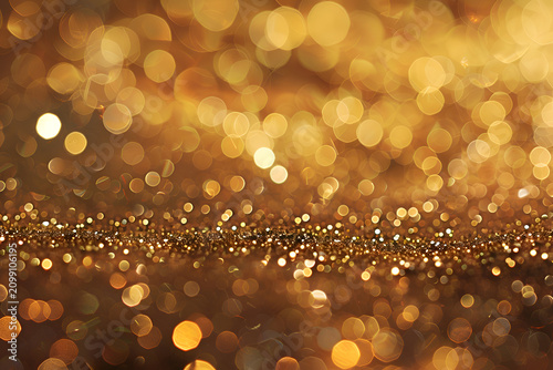 Golden bokeh lights with glitter sparkle background