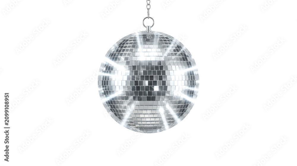 Fototapeta premium Shiny disco ball reflecting light isolated on transparent background