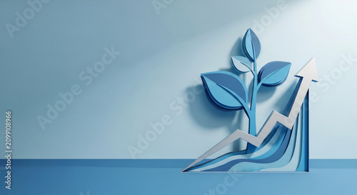 Investment Strategy Concept Featuring Growth Sprout Combined With Growth Arrow