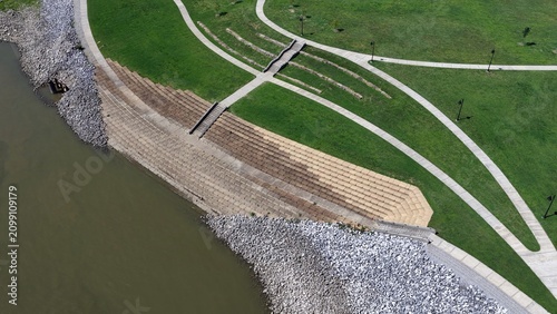 Canvas Print New Park Development in Downtown Paducah Kentucky urban revitalization aerial dr