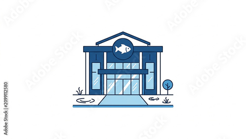 Bild auf Leinwand Fish market storefront illustration