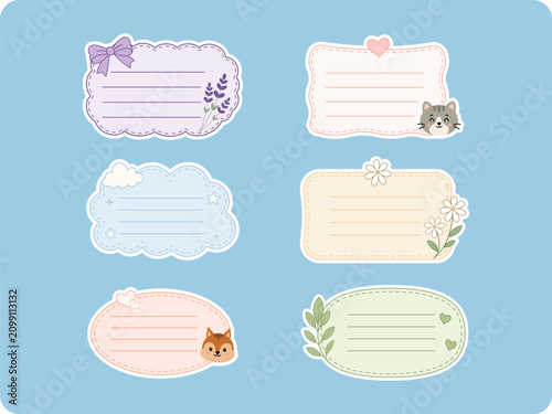 Pastel decorative label sticker set