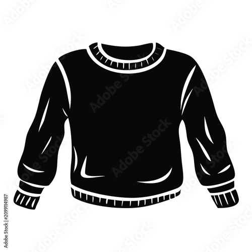 Black sweater with drop shoulder illustration, plain top, long sleeves. Comfortable garment, relaxed fit, soft sweater with drop shoulder for casual styling.