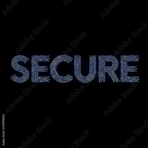 Secure Digital Technology Concept with Lock and Network.