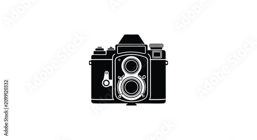 Konstfotografi Vintage film camera silhouette on a white background