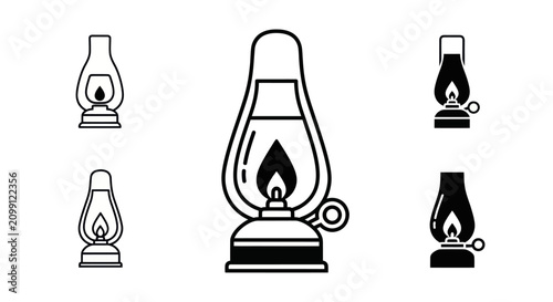 Bild auf Leinwand Oil Lamp Icon Set Vector