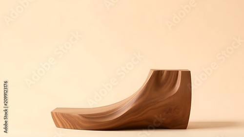 Solid curved block of rich brown wood, emphasizing protective shape and smooth grain texture.