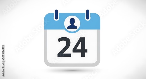 Calendar Icon Showing Date Twenty Four.
