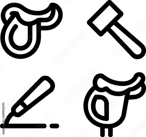 Canvastavla Horse saddle and leathercraft tool icons representing saddlery manufacturing equ