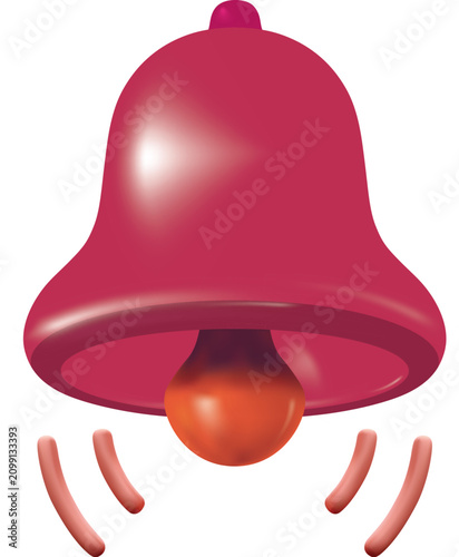 Red Notification Bell Icon with Red Clapper Isolated on White Background