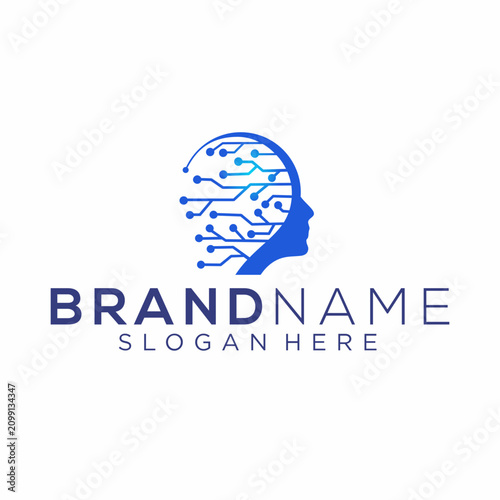 Head Circuit Tech AI logo Vector