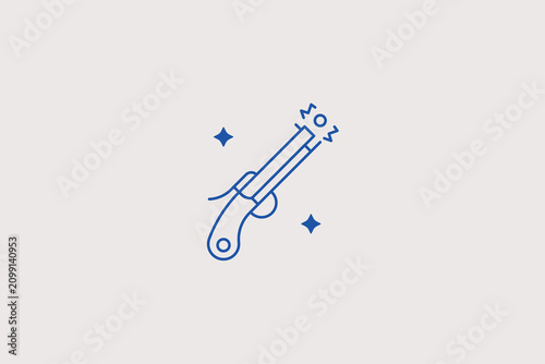 Obraz na płótnie Pistol line icon for weapon store