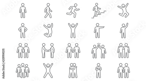 Foto People flat line icons set