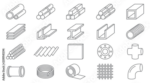 Foto Stainless steel flat line icons set