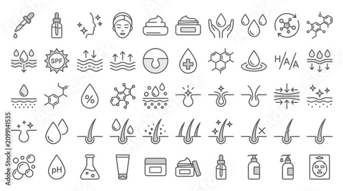 Schilderij op canvas Skin care line icons set