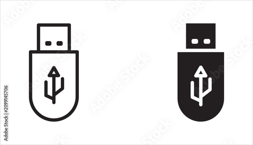 Fotografie USB flash drive icon set, collection featuring multiple styles and orientations