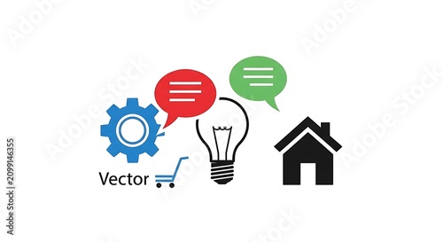 Innovative Ideas and Home Concept Symbols Illustration.
