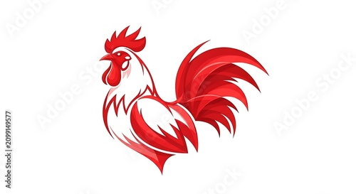 Stylized Red Rooster Illustration for Branding and Design.