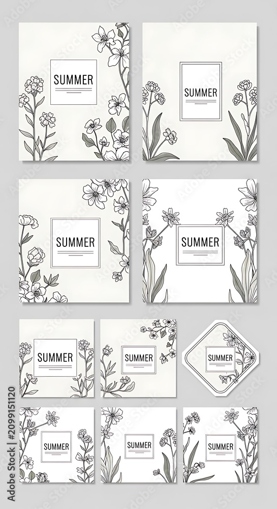 Obraz premium Summer Floral Frame Design Collection for Invitations and Decor.