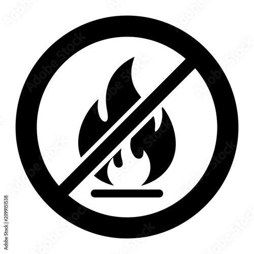 Vector illustration of a 'no open flames' or 'do not light fire' sign, ideal for safety warnings, prohibited areas, and fire hazard communication. Clean, bold graphic for clear messaging.