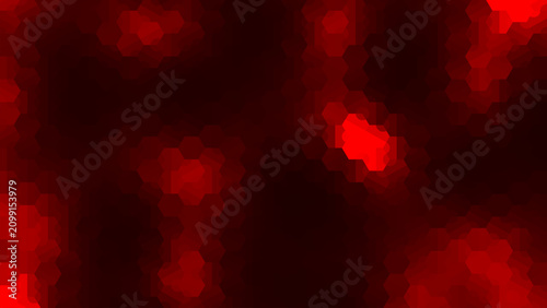 An abstract red hexagonal background with a mosaic effect and smooth light transitions. The illustration of translucent hexagons creates a digital texture suitable for technology, science, and design 