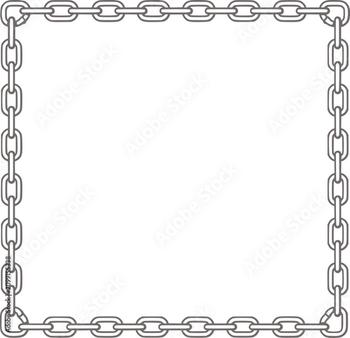 Square metal chain frame gray vector illustration on white background