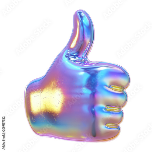 Colorful Thumbs Up Gesture Symbol for Positive Feedback and Social Media Engagement Isolated on Transparent Background