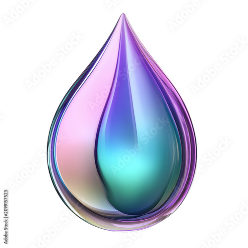 Colorful Water Drop Design for Fluid and Liquid Concepts Isolated on Transparent Background