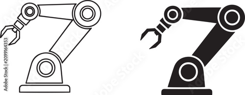 Bild auf Leinwand Industrial robotic arm icons, automated factory assembly line machinery, mechani