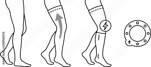 Photos Medical Infographic Vector Set Showing How to Wear Compression Stockings with Kn