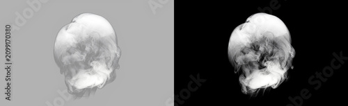 Bild auf Leinwand White smoke puff isolated on transparent background, abstract round grey fog bal