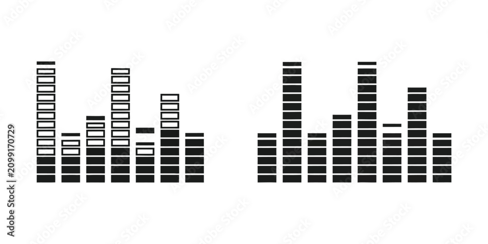 Obraz premium Digital Audio Equalizer Bars Representing Sound Frequency and Music Visualization