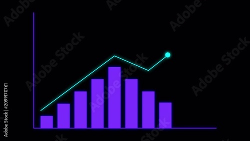 Futuristic Purple Business Growth Chart with Cyan Line Animation on Transparent Background