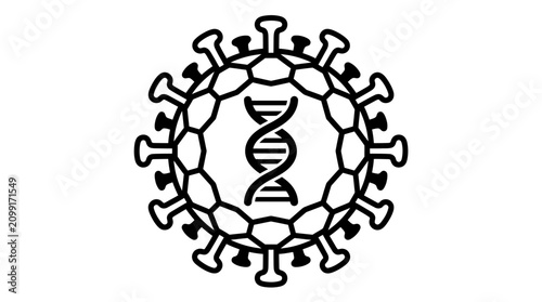 Foto Virus cell structure with DNA.