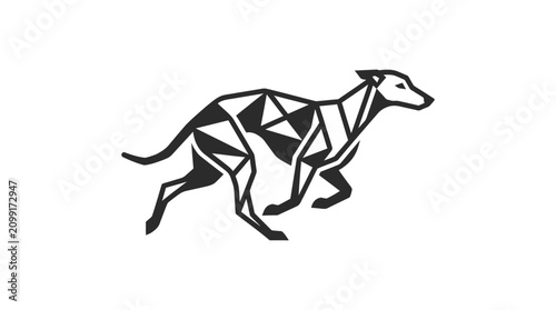 Fotografía Polygonal running sighthound icon graphic.