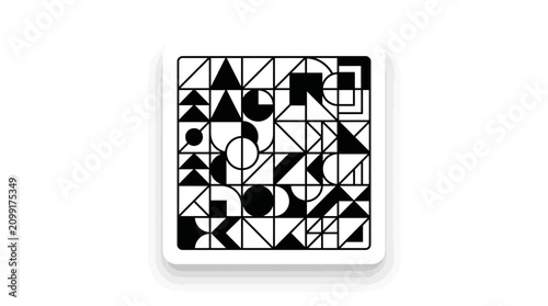 Fotografie Black and white geometric mosaic tile pattern.