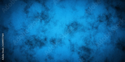 Obraz na płótnie Abstract Blue Grunge Texture Background with Dark Storm Clouds Smoke Fog Light a
