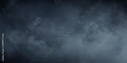 Quadro su tela Abstract Dark Smoke on Black Background with Dramatic Storm Clouds, Fog and Atmo
