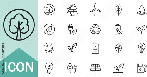Environment friendly ecology green icon set for web design