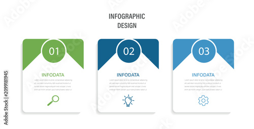 Business infographic design template with icons. Vector illustration. Process timeline with 3 options, steps or sections. 